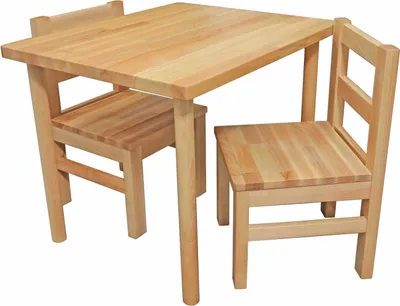 Produktbild von Bubema Kindertisch und 2 Stühle, Natur Buche Massivholz