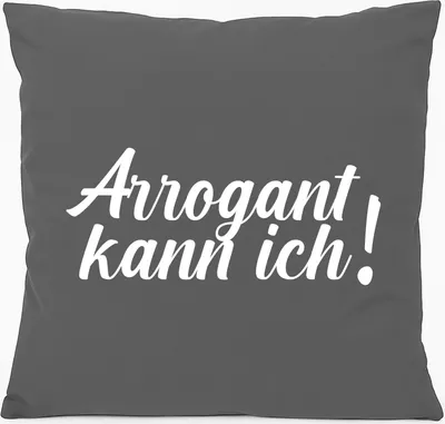 Produktbild von Huuraa Kissen Arrogant kann ich Schriftzug 40x40cm mit Füllung Steel Grey Baumwolle Dekokissen Geschenkidee