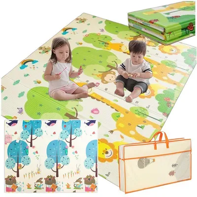 Image de XPE Tapis en mousse pliable pour enfants 200x180 grand double face + sac