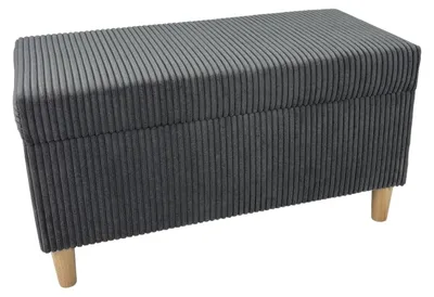 Obrázek produktu pro Úložný taburet potažený corduroyovou látkou, rozměry 78x38x42 cm, tmavě šedá barva