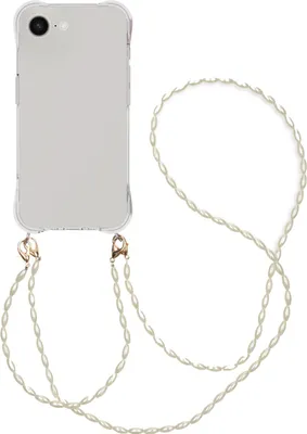 Zdjęcie produktu dla imoshion Tylna obudowa z sznurkiem + bransoletka – Perły do Apple iPhone 17e / 16e – Przezroczysta