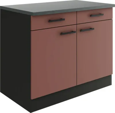 Produktbild von Optifit Unterschrank mit Schublade und Drehtür Nizza407 BxTxH 100 x 60 x 84,8 cm rostrot matt zerlegt KUNI U106-9+