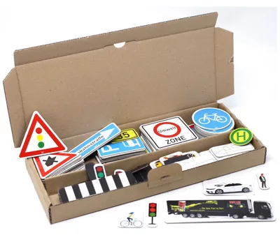 Immagine prodotto di Wissner® aktiv lernen Giocattolo didattico Set di segnali stradali magnetici (124 pezzi) Imparare i segnali e le situazioni del traffico