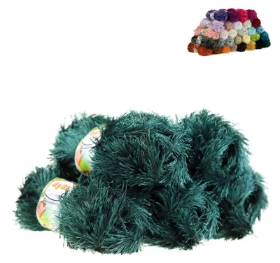 5 x 100g Strickgarn Yumos Fransenstrickgarn dunkelgrün