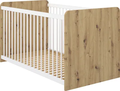 Obrázek produktu pro Nábytek24 Dětská postýlka Winnie Bbsl071-C830 Dětská postýlka 70 X 140 cm Dětská postýlka Artisan Dub/bílá