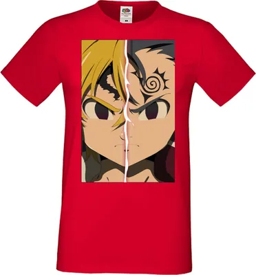 Zdjęcie produktu dla Męska Koszulka Manga Anime The Seven Anime Deadly Manga Sins Meliodas 01 Meliodas, Man L / Czerwony
