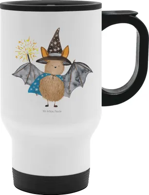 Produktbild von Mr. & Mrs. Panda Thermobecher Fledermaus Zauberer - Weiß - Geschenk, Kaffee-Thermobecher, Teebecher, Magier, To Go, Fledermäuse, Frauen, Reinsteigern, Becher, Tiere