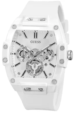 Produktbild von Guess Phoenix Herren-Multifunktionsuhr mit weißem Silikonarmband GW0203G2