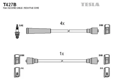 Produktbild von TESLA T427B Zündkabelsatz Zündleitungssatz für ALFA ROMEO SPIDER (115)