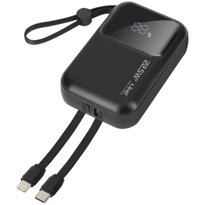 Immagine prodotto di LinQ, powerbank da 10.000 mAh con cavi Lightning, USB-C e USB, nero