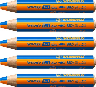 Produktbild von STABILO Duo Buntstift, Wasserfarbe & Wachsmalkreide - woody 3 in 1 duo - zweifarbige M…