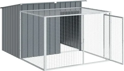 Zdjęcie produktu dla VidaXL Buda dla psa z wybiegiem 153x194x110 cm stalowa w kolorze antracytowym