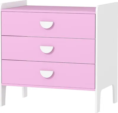 Immagine prodotto di Fortuna Lai Comò per bambini con 3 cassetti, MDF, armadio contenitore per bambini, rosa+bianco