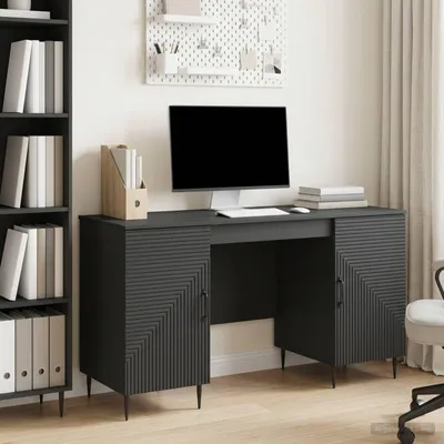 Obrázek produktu pro vidaXL Psací stůl, černý, 142,5 x 50 x 75 cm, materiál: dřevotříska