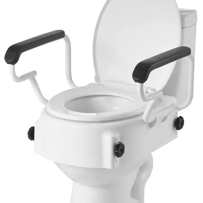 Produktbild von Toilettensitzerhöhung Toilettenerhöhung mit gepolsterten Armlehnen & 136 kg Tragkraft