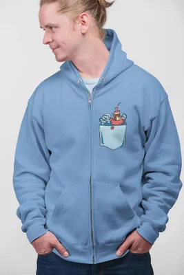 Produktbild von D&B Uni Hoodie ZIPPO00002 Angry Waves Hellblau-Größe XL