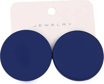 Produktbild von 1 Paar Ohrstecker, Bonbonfarben, geometrisch, Sprühfarbe, Piercing, schlicht, für Damen und Mädchen, große runde Ohrstecker, Modeschmuck, Geschenk für Freundinnen-Dunkelblau
