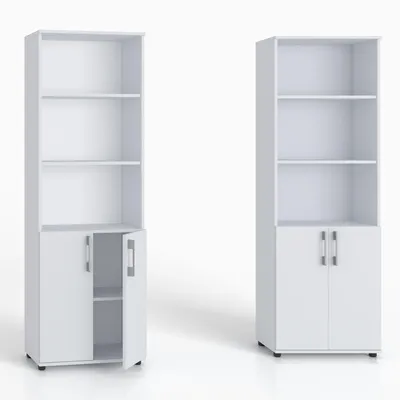 Produktbild von Büroregal 60 cm Weiß mit Türen Ordnerregal Bücherregal Aktenschrank modern Standregal