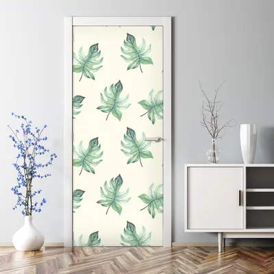 Produktbild von Dekorative Türtapete selbstklebend Türaufkleber Aufkleber Blumen und Schmetterlinge 70 x 200 cm
