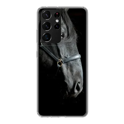 Produktbild von MuchoWow® Handyhülle Schutzhülle Hülle für Samsung Galaxy S21 Ultra Pferd - Leicht - Schwarz Silikon Softcase Handy Hülle - Mobiltelefon