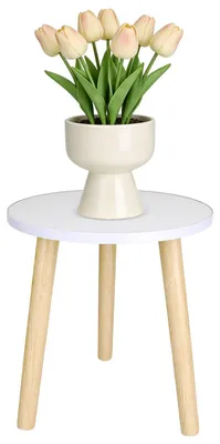 Productafbeelding van Bloemenstandaard hout, ronde plantenstandaard voor binnen, 30 x 32 cm
