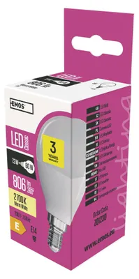 LED žárovka Classic Mini Globe / E14 / 7,3 W (60 W) / 806 lm / teplá bílá