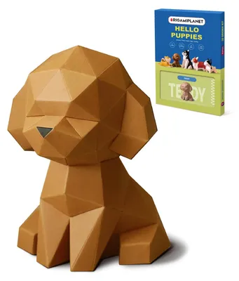 3D Origami Teddy Bastelset – DIY Papiermodell, 10x9x13 cm