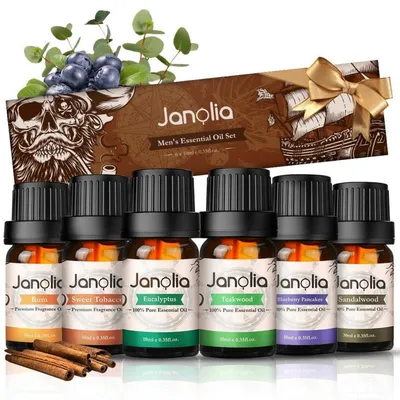 Zdjęcie produktu dla Zestaw olejków eterycznych dla mężczyzn, 6 x 10 ml, naturalne i czyste, idealne do dyfuzorów w domu, biurze i spa