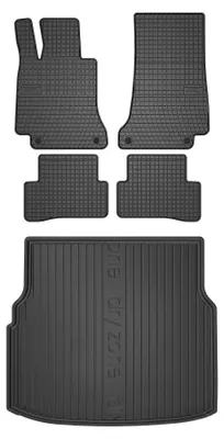 Productafbeelding van Rubberen automatten + kofferbakmat voor Mercedes C W205 2015-2021 (stationwagen) – 5-delig, zwart, op maat – Wielganizator SolidPRO