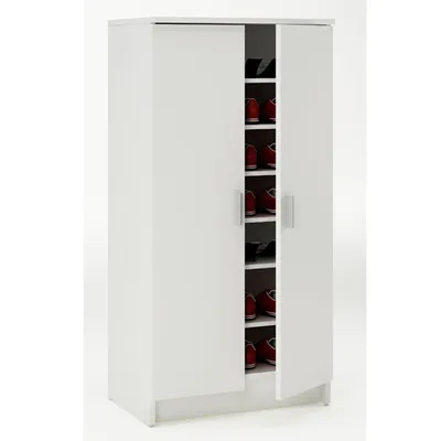 Produktbild von Casa Dolce Schuhschrank LEA, weiß, 54,6x35,3x108,4 cm, mit 2 Türen und 7 Regalen