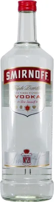 A clear studio shot of a Smirnoff vodka bottle.
