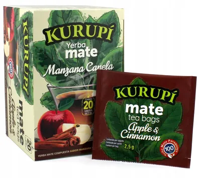 Produktbild von Ekspress-Yerba Mate Kurupi, Beutel, 20 Stück à 2,5g, "Cocido" Geschmack: Apfel und Zimt