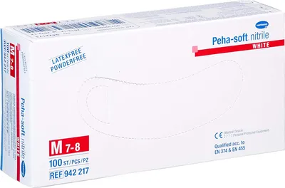 Produktbild von Hartmann Peha-soft® nitrile white Einmalhandschuhe, puderfrei 100 Stk. - L / Weiß | Packung (100 Stück)