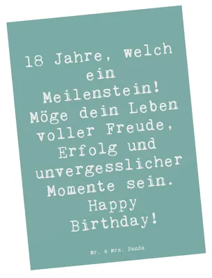 Produktbild von Mr. & Mrs. Panda Grußkarte Spruch 18. Geburtstag Meilenstein - Meeresbrise - Geschenk, liebevolle Geschenke, Postkarte, neue Möglichkeiten, Happy Birthday, Fotokarte