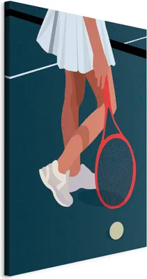 Produktbild von Italienischer Leinwand Leinwandbild - Female Tennis Player With a Red Racket on the Court - Graphics 80x120 cm Abstrakt i-A-10037-b-a