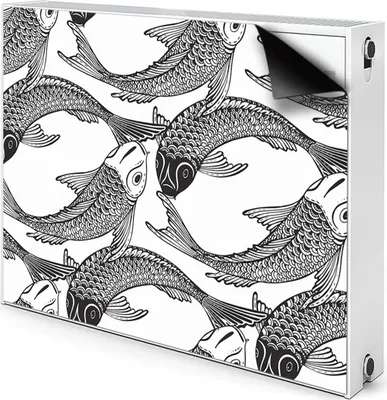Produktbild von Magnet Heizkörper-Abdeckung Verkleidung Abdeckung Heizkörperabdeckung 90x60 cm - Fisch, Koi