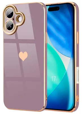Image de Coque pour iPhone 17, Protection Silicone Motif Coeur Anti-Rayure Ultra Slim Souple Violet