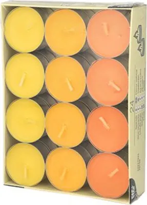 Produktbild von Papstar Teelichte gelb,orange,borneo 38mm 24 Stück