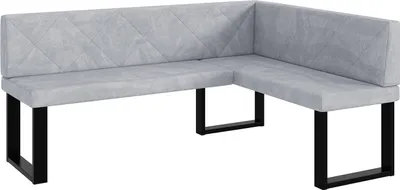Produktbild von MEBLINI Eckbank für Esszimmer - Küchenbank - Essecke - Sitzecke Küche - ERIC - U-Beine 128x168x87cm Rechts - Hellgrau Samt