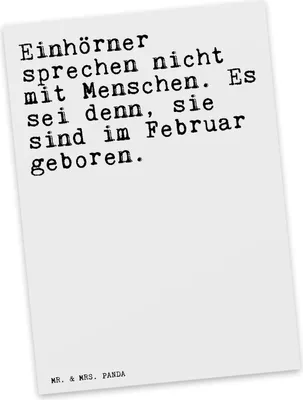 Produktbild von Mr. & Mrs. Panda Postkarte Einhörner sprechen nicht mit... - Weiß - Geschenk, Spruch Sprüche Weisheiten Zitate Lustig Weisheit Worte, Postkarten, Freundin, Fotokarte