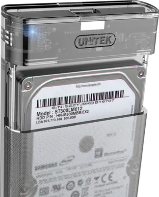 Produktbild von UNITEK S1103A, HDD / SSD-Gehäuse, 2.5", SATA, Serial ATA II, Serial ATA III, 5 Gbit/s, USB Anschluss, Transparent