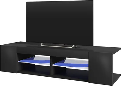 Produktbild von Selsey TV-Lowboard MITCHELL  Schwarz Matt/ Schwarz Hochglanz 137 cm breit mit LED
