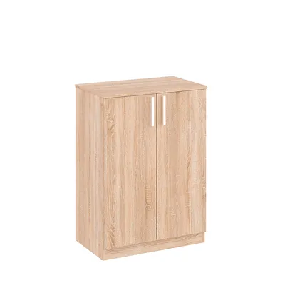 Produktbild von KOMTO Kommode Sonoma Eiche mit 2 Türen - Kleiner Schrank für Flur, Wohnzimmer | Sideboard Schmal CABI 60 x 84 x 37 cm (BxHxT)