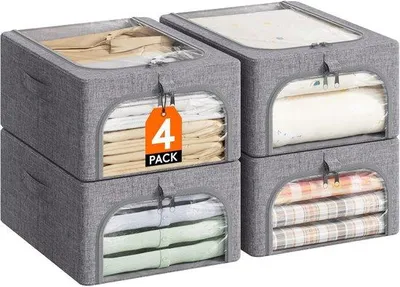 Produktbild von Famanu Aufbewahrungsboxen Set 4 Stück mit Metallrahmen und Deckel 25L