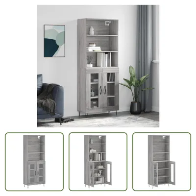 Produktbild von The Living Store Highboard Grau Sonoma 69,5x34x180 cm Holzwerkstoff