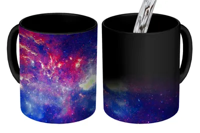 Obrázek produktu pro MuchoWow® Kouzelný pohár Galaxy - červená - hvězdy 350 ml Barva měnící se pohár Dárkový nápad - foto hrnek