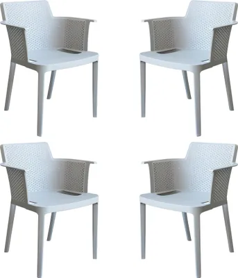 Immagine prodotto di Milani Home - set di 4 Poltrone in plastica per esterno giardino interno sala da pranzo colorata polipropilene - Grigio