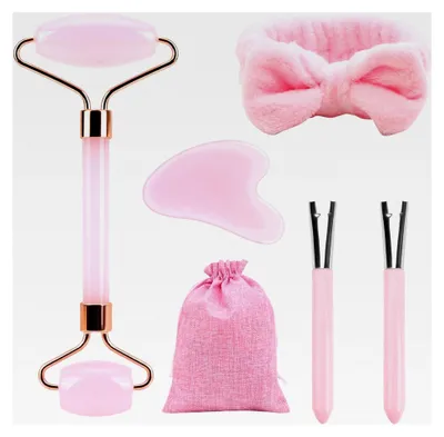 Produktbild von Jade Gua Sha Stein Set, Gesichtsroller für Gesichtsmassagen und Hautpflege-Tools