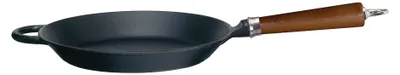 Produktbild von RONNEBY BRUK Bratpfanne Maestro Gusseisen flach mit braunem Buchenholzgriff Ø28cm