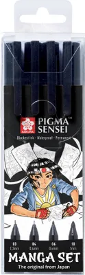 Immagine prodotto di Set manga SAKURA POPIGSEN4 SAKURA PIGMA SENSEI, confezione da 4 pezzi, nero